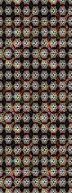 Raster Çiçek İllüstrasyonu 'nun şirin tekstili. Siyah renkli etnik çiçeklerle zarif eskiz deseni.