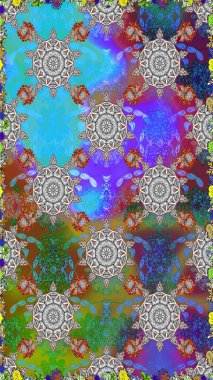 Gri renklere karalamalar çizen kusursuz çiçek deseni. Raster illüstrasyonu.