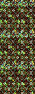 Raster illüstrasyonu. Çiçek desenli çizim. Yeşil ve kahverengi renkli Asyalı tekstil.