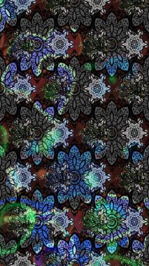 Raster illüstrasyonu. Moda baskısı, albüm, ambalaj kağıdı ve duvar kağıdı için zarif dekoratif süslemeler. Küçük çiçekli basit bir çiçek çizimi. Siyah renkte şirin çiçekler..