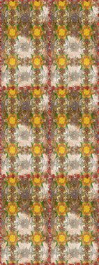 Raster Çiçek İllüstrasyonu güzel tekstil. Bej renkli etnik çiçeklerle zarif bir eskiz deseni.