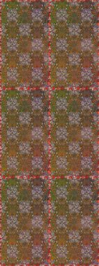 Asya tekstil tarzında. Kahverengi ve bej renkli çiçekler. Düz Çiçek Elementleri Tasarımı. Raster illüstrasyonu. Kusursuz çiçek deseni. Renkli Bahar Teması Kusursuz Arkaplan.