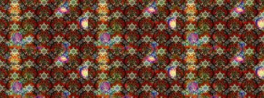 Üzerinde gelincikler ve vadi zambakları olan renkli çiçek desenli nakış deseni. Tekstil tasarımı için kahverengi renkli geleneksel halk çiçekleri buketi.