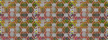 Çiçek süsü ile kusursuz desen. Raster illüstrasyonu. Gri ve kahverengi renkte çiçekler.