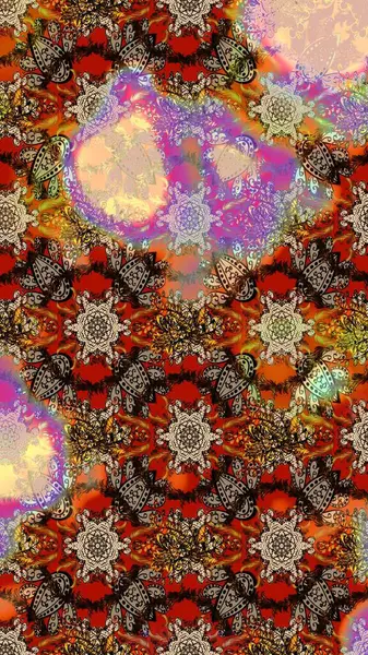 Çiçek süslemeli çizim deseni. Renkli çiçekler. Raster illüstrasyonu.