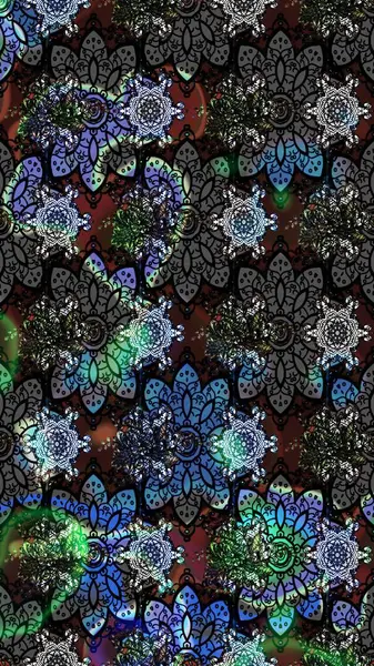 Raster illüstrasyonu. Moda baskısı, albüm, ambalaj kağıdı ve duvar kağıdı için zarif dekoratif süslemeler. Küçük çiçekli basit bir çiçek çizimi. Siyah renkte şirin çiçekler..