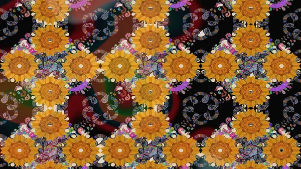 Vadinin çiçekleri kahverengi renklerde. Çiçeksel çizim kalıbının çizimi.