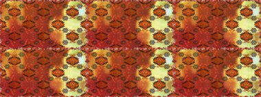 Çiçek ve yapraklı karalama şeklinde Raster çiçek deseni. Raster illüstrasyonu. Kahverengi ve turuncu renklerde bahar çiçekleri..