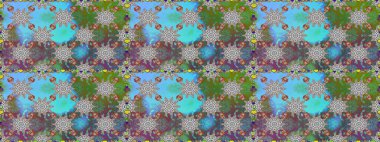 Tekrar eden çiçek arkaplanı, zarif mavi ve gri çiçek duvar kağıdı. Çiçek desenleri mavi ve gri renklerde, el yapımı papatyalar, papatyalar.