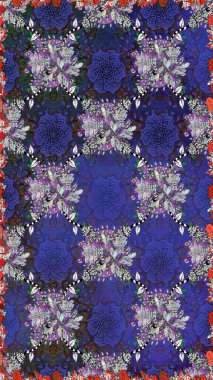 Doğal kozmetik ürünleri, parfüm, çiçekçi dükkanı için bahar ihalesi tasarımı. Menekşe ve gri lale çiçekli, pürüzsüz bir desen. Paket kağıdı için en iyisi. Karşılama ya da düğün geçmişi olarak kullanılabilir.