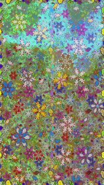 Küçük çiçekte güzel bir desen var. - yeşil ve nötr çiçekler. Doğa. Çiçek kolajı. Çiçek arkaplan. Raster deseni. Çiçek bileşimi.