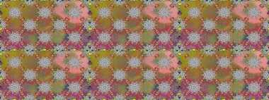 Düz Çiçek Elementleri Tasarımı. Renkli Bahar Temalı Kusursuz Arkaplan. Şirin çiçek elementleri. Raster illüstrasyonu. Kusursuz desenli. Moda desenli..