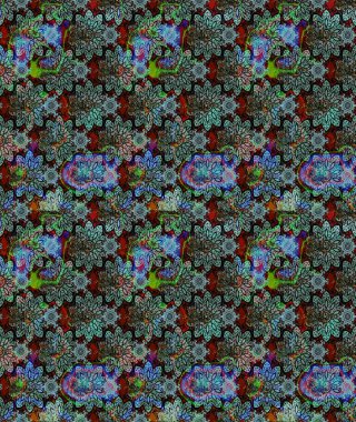 Raster illüstrasyonu. Moda baskısı, albüm, ambalaj kağıdı ve duvar kağıdı için zarif dekoratif süslemeler. Mavi renkte şirin çiçekler. Küçük çiçekli basit bir çiçek çizimi..