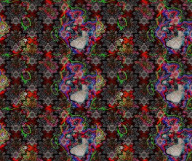 Renkli Bahar Teması eskiz kalıbı. Raster illüstrasyonundaki çiçek desenli çizim. Siyah renkli çiçekler. Düz Çiçek Elementleri Tasarımı.