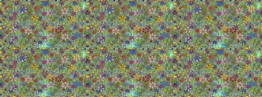 Raster illüstrasyonunda kusursuz çiçek deseni. Yeşil ve nötr renklerde çiçekler. Renkli Yaz Temalı Kusursuz Arkaplan. Düz Çiçek Elementleri Tasarımı.