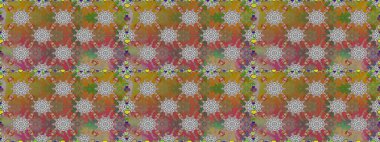 Halk tarzı. Moda baskıları için zarif bir şablon. Parlak renkli çiçekleri ve kahverengi ve gri renkli yaprakları olan şaşırtıcı, pürüzsüz çiçek deseni. Modern çiçek arkaplanı.