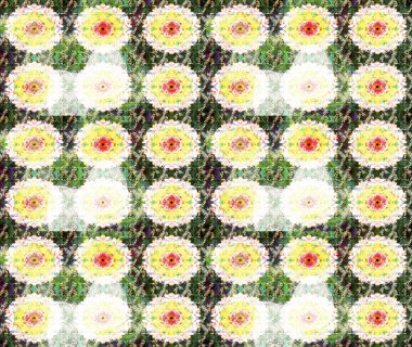 Raster Floral Illustration, Asyalı tekstil. Tarafsız renklerde etnik çiçeklerle zarif bir eskiz..