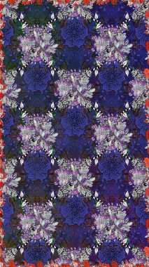 Düz çiçek öğeleri tasarım. Raster. Bahar Tema Dikişsiz desen arka plan rengi.