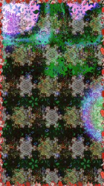 Eskiz stili gri ve yeşil renklerde. Raster illüstrasyonu. Raster illüstrasyonu. Şirin karalama çiçekleri olan kusursuz çiçek desenleri. El yapımı çiçek ve bitki koleksiyonu.