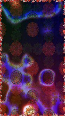 Düz Çiçek Elementleri Tasarımı. Raster illüstrasyonunda kusursuz çiçek deseni. Süslü kumaş deseni. Renkli Bahar Teması Kusursuz Arkaplan.