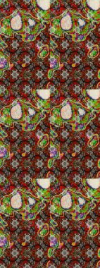 Kahverengi renkte çok kahverengi, zarif küçük çiçekler ve komik böcekler, raster desen, illüstrasyon.