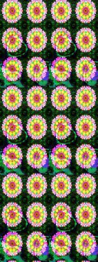 Çiçekli çiçek deseni, suluboya. Düz Çiçek Elementleri Tasarım Raster illüstrasyonu. Yeşil renkli çiçekler. Renkli Bahar Teması Eskiz Şablonu.