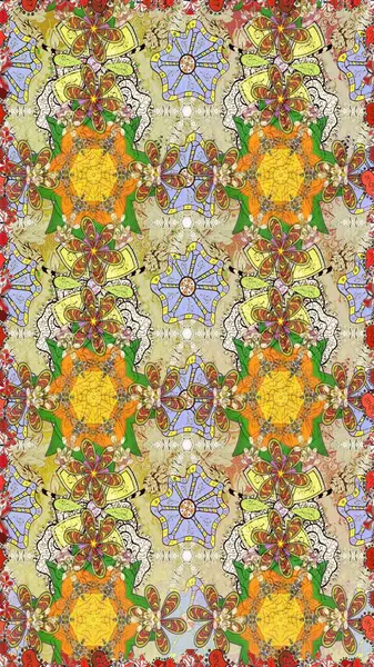 Raster düz çiçekleri pürüzsüz desen. Tarafsız ve kahverengi renkte çiçekler. Tasarım hediye paketi, tebrik kartları, posterler ve afiş tasarımı.