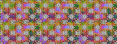 Çiçek buketleriyle klasik tarzda kusursuz desenler. Raster illüstrasyonu. Gri ve kahverengi renklerde.