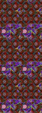 Çok renkli ve kahverengi zarif küçük çiçekler ve kırmızı ve kahverengi renkli komik böcekler, raster desen, illüstrasyon.