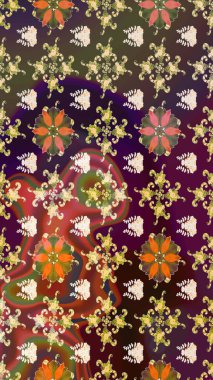 Raster Henna dövme stili. Tekstil, tebrik kartı, boyama kitabı, telefon kılıfı baskısı için kullanılabilir. Etnik Mandala süsü. Hint çiçekli desenli şal desenli..