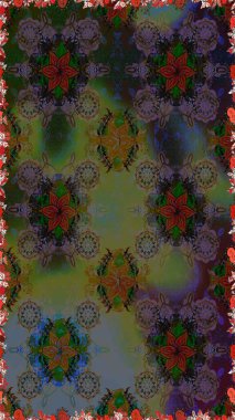 Düz Çiçek Elementleri Tasarımı. Süslü kumaş deseni. Renkli Bahar Temalı Kusursuz Arkaplan. Raster illüstrasyonunda kusursuz çiçek deseni.