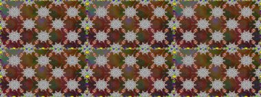 Raster illüstrasyonunda kusursuz çiçek deseni. Kahverengi ve gri renkte çiçekler.