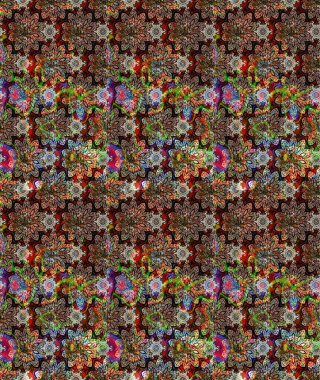 Ultraviyole kumaş deseni. Raster illüstrasyonu. Çizim kalıbı. Organik motif arkaplanı.