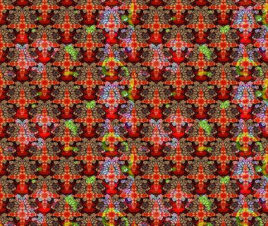 Parlak renkli çiçekli ve kırmızı yapraklı harika bir çiçek deseni. Halk tarzı. Moda baskıları için zarif bir şablon. Modern çiçek arkaplanı.