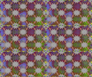 Raster illüstrasyonu. Güzel karalama çiçekleri olan kusursuz çiçek desenleri. Güzel kumaş deseni. Küçük çiçekte sevimli çiçek deseni var..