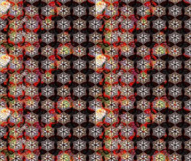 Şatafatlı bahar bahçesi dokusu. Raster illüstrasyonu. Siyah renkte çiçek çizimi. Siyah renkli çiçekler. Çiçek deseni.