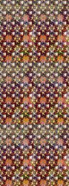 Çiçekli karalama şeklinde Raster çiçek deseni. Kahverengi renkte yaz çiçekleri. Raster illüstrasyonu.