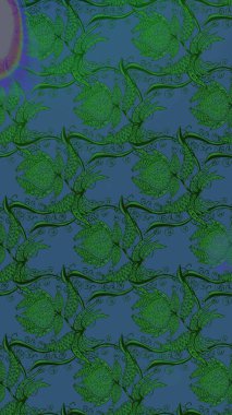 Yeşil çiçekli eskiz deseni, suluboya çiçek deseni, sevimli çiçek, duvar kağıdı, kart veya kumaş için fayanslı. Raster - stok.