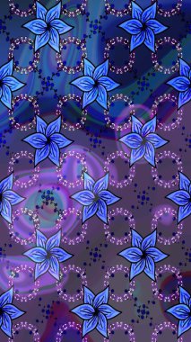 Raster - stok. Mavi çiçekli eskiz deseni, suluboya çiçek deseni, sevimli çiçek, duvar kağıdı, kart veya kumaş için fayanslı.