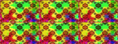 Raster suluboya çiçek deseni, narin çiçekler, yeşil ve sarı çiçekler, tebrik kartı şablonu. Güzel kumaş deseni.