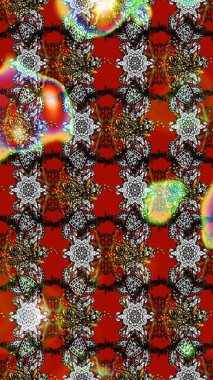 Raster illüstrasyonundaki çiçek desenli çizim. Düz Çiçek Elementleri Tasarımı. Renkli Bahar Teması eskiz kalıbı. Süslü kumaş deseni.