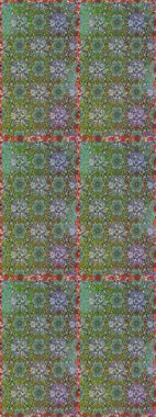 Sanat insana ilham verir ve doğal bir şekilde çiçek bırakır. Raster deseni. Yeşil ve nötr el çizimi desen. Karalama çiçekleri kusursuz desen.