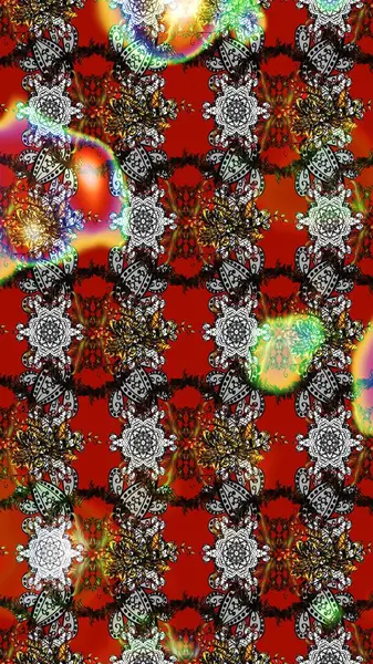 Raster illüstrasyonundaki çiçek desenli çizim. Düz Çiçek Elementleri Tasarımı. Renkli Bahar Teması eskiz kalıbı. Süslü kumaş deseni.