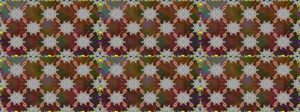 Raster illüstrasyonunda kusursuz çiçek deseni. Kahverengi ve gri renkte çiçekler.