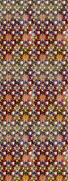 Çiçekli karalama şeklinde Raster çiçek deseni. Kahverengi renkte yaz çiçekleri. Raster illüstrasyonu.