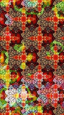 Klasik taslak çizimi. Raster çiçek izi. Çiçek kırmızısı eskiz deseni. Raster Yumuşak kumaş deseni.