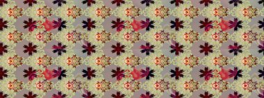 Yapraklı çiçekler ve doğal renklerde papatya çiçekleri. Eskiz arkaplan modeli. Raster - stok.