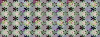 Çiçek desenli çizim. Raster illüstrasyonu. Asya tekstil tarzında. Gri renkli çiçekler. Raster illüstrasyonu.