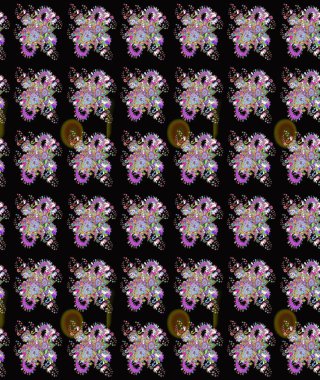 Klasik çiçekler. Yaz çiçekleri teması. El çizimi, soyut ve süslü elementler. Siyah renkler. Suluboya resim taklit Raster illüstrasyonu.