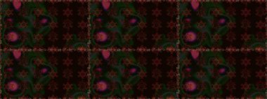 Siyah ve gri renkli çiçekler. Raster illüstrasyonunda kusursuz çiçek deseni. Renkli Bahar Temalı Kusursuz Arkaplan. Düz Çiçek Elementleri Tasarımı.